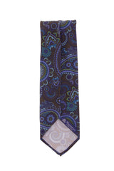 $195 Finamore Napoli Brown Paisley Silk Tie - x - (FN107265)