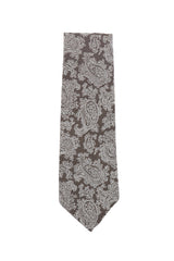 Finamore Napoli Brown Paisley Silk Tie (1337)