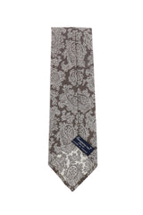 Finamore Napoli Brown Paisley Silk Tie (1337)