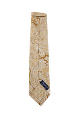 Finamore Napoli Caramel Brown Paisley Silk Tie (1335)