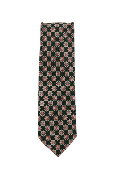 Finamore Napoli Dark Green Foulard Silk Tie (1348)