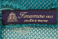$195 Finamore Napoli Blue Paisley Silk Tie - x - (FN107261)