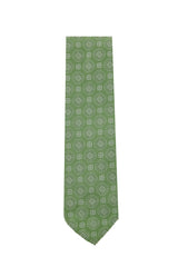 $195 Finamore Napoli Green Fancy Silk Tie - x - (FN107262)