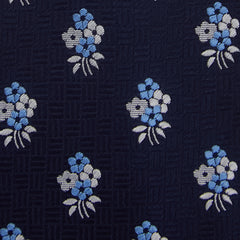 $195 Finamore Napoli Dark Blue Floral Silk Tie - x - (FN1072611)