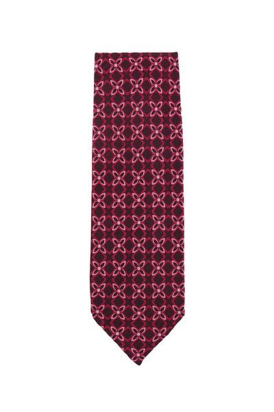 Finamore Napoli Burgundy Red Foulard Silk Tie (1301)