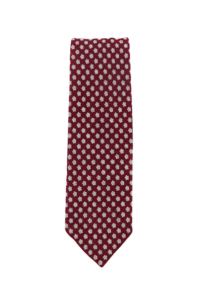 Finamore Napoli Burgundy Red Floral Silk Tie (1299)