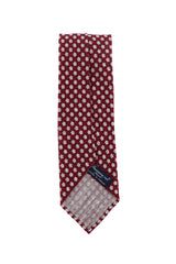 Finamore Napoli Burgundy Red Floral Silk Tie (1299)
