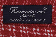 Finamore Napoli Red Window Pane Silk Tie (1292)