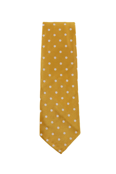 Finamore Napoli Yellow Polka Dot Silk Tie (1339)
