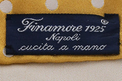 Finamore Napoli Yellow Polka Dot Silk Tie (1339)