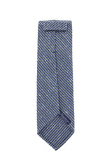 $195 Finamore Napoli Blue Striped Cotton Blend Tie - x - (FN1072610)