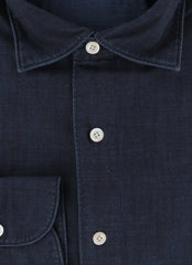 $350 Finamore Napoli Denim Blue Shirt - Extra Slim - (FN1272422) - Parent