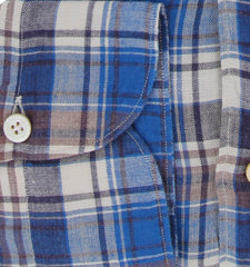 Finamore Napoli Blue Plaid Linen Shirt - Extra Slim - (FN1302414) - Parent