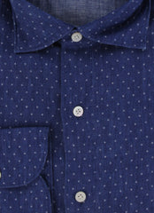 $350 Finamore Napoli Blue Polka Dot Shirt - Extra Slim - (FN8282422) - Parent