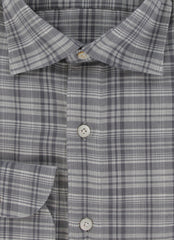 $350 Finamore Napoli Gray Plaid Shirt - Extra Slim - (FN8282425) - Parent