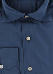 $450 Finamore Napoli Blue Solid Shirt - Extra Slim - (FN1022513) - Parent