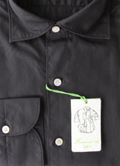 Finamore Napoli Black Solid Cotton Shirt - Extra Slim - (FN512225) - Parent