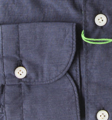 Finamore Napoli Dark Blue Solid Cotton Shirt - Extra Slim - (FN512226) - Parent