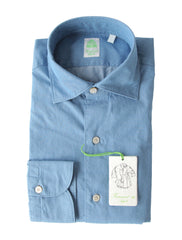 Finamore Napoli Light Blue Cotton Shirt - Extra Slim - 15/38 - (FN512223)