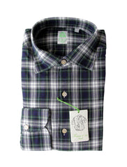 Finamore Napoli Dark Green Check Shirt - Extra Slim - 14.5/37 - (FN512229)