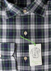 Finamore Napoli Dark Green Check Shirt - Extra Slim - (FN512229) - Parent
