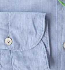Finamore Napoli Light Blue Micro-Check Shirt - Extra Slim - (FN512228) - Parent