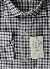 Finamore Napoli Black Check Cotton Shirt - Extra Slim - (FN512221) - Parent