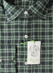 Finamore Napoli Green Check Cotton Shirt - Extra Slim - (FN5122211) - Parent