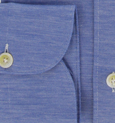 $350 Finamore Napoli Blue Solid Cotton Shirt - Extra Slim - (FN8282424) - Parent