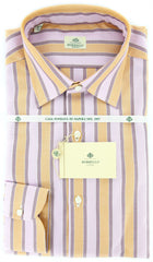 Luigi Borrelli Orange Striped Cotton Shirt - Slim - 15.75/40 - (GB6168)