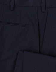 $375 Incotex Navy Blue Solid Cotton Blend Pants - Slim - (IN1024221) - Parent