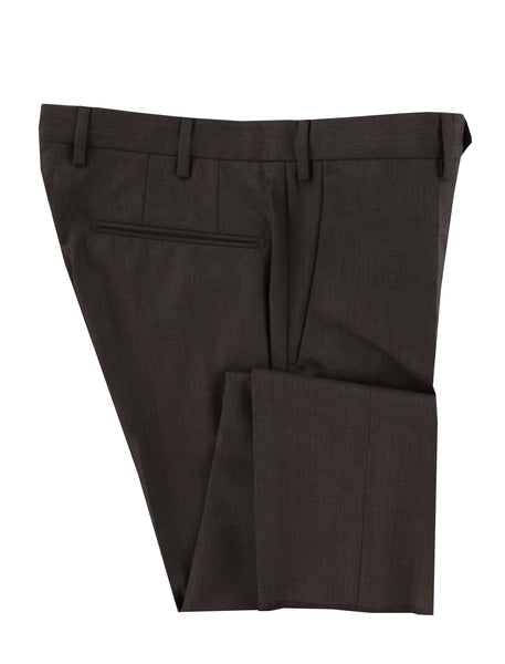 $475 Incotex Brown Solid Wool Pants - Slim - (IN1022244) - Parent