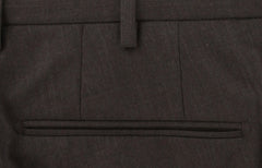 $475 Incotex Brown Solid Wool Pants - Slim - (IN1022244) - Parent