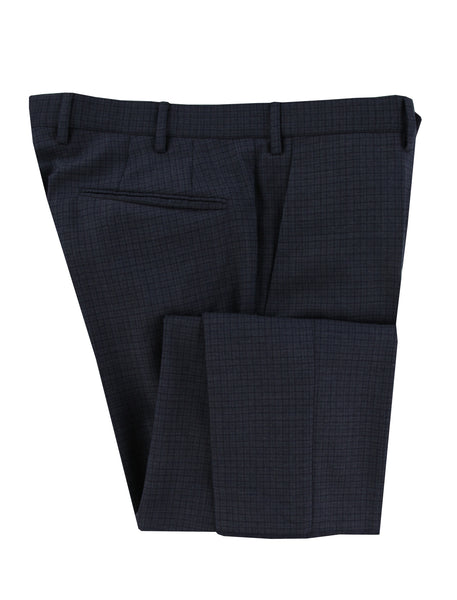 $475 Incotex Dark Blue Check Wool Pants - Slim - (IN1022248) - Parent