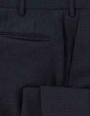$475 Incotex Dark Blue Check Wool Pants - Slim - (IN1022248) - Parent