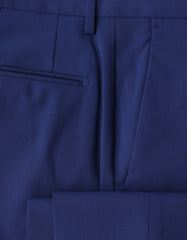 Incotex Blue Solid Wool Blend Pants - Slim - (IN12292113) - Parent