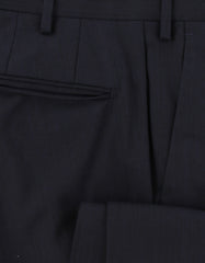 $475 Incotex Dark Blue Striped Wool Blend Pants - Slim - (IN1128242) - Parent