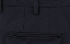 $475 Incotex Dark Blue Striped Wool Blend Pants - Slim - (IN1128242) - Parent
