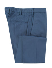 $475 Incotex Blue Solid Cotton Blend Pants - Slim - 34/50 - (IN1218242)