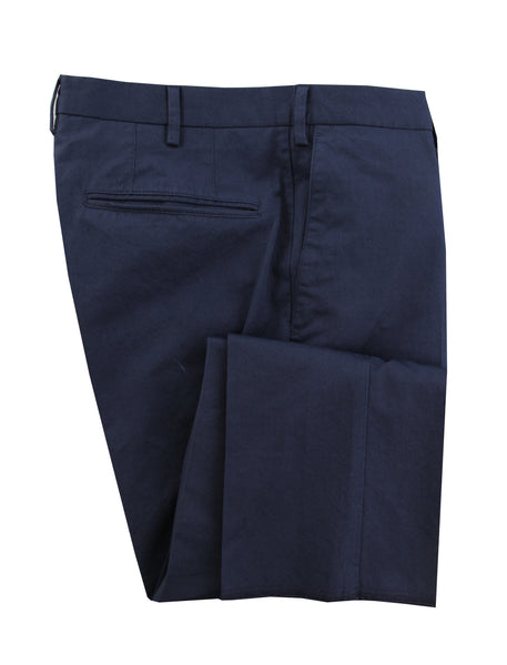 $475 Incotex Dark Blue Solid Cotton Blend Pants - Slim - (IN1128244) - Parent