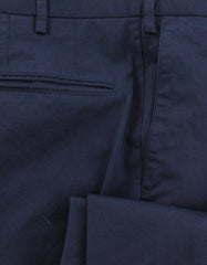 $475 Incotex Dark Blue Solid Cotton Blend Pants - Slim - (IN1128244) - Parent