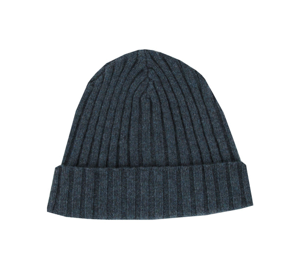 $495 Isaia Blue Solid Cashmere Beanie - (IS729268) - Parent