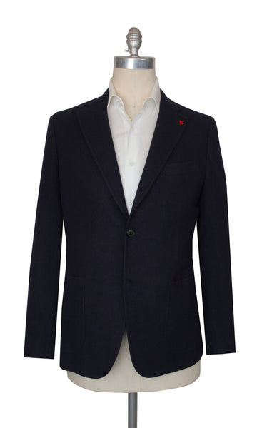 $5995 Isaia Dark Blue Silk Blend Solid Sportcoat - (IS1021261) - Parent