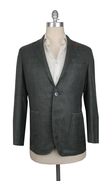 Isaia Green Wool Blend Solid Sportcoat - (IS711232) - Parent