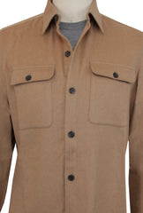 $1795 Isaia Light Brown Solid Camel Overshirt - (IS4292611) - Parent
