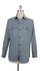$2250 Isaia Light Blue Solid Wool Blend Overshirt - - XL US/XL EU - (IS429261)