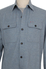 $2250 Isaia Light Blue Solid Wool Blend Overshirt - - (IS429261) - Parent
