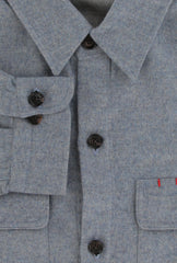 $2250 Isaia Light Blue Solid Wool Blend Overshirt - - (IS429261) - Parent