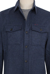$1995 Isaia Blue Solid Wool Blend Overshirt - (IS429264) - Parent