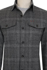 $3650 Isaia Gray Plaid Cashmere Overshirt - (IS429267) - Parent